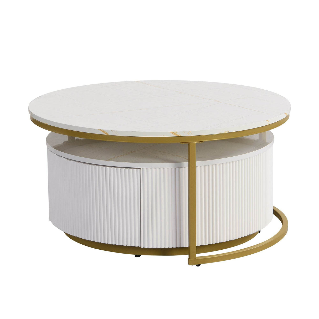 Modern Round Nesting MDF Coffee Table With Drawer - Sleep Galleria