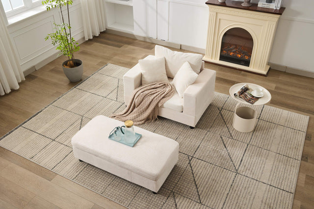 Corduroy Chaise Lounge Chair With Removable Ottoman - Omega Lifestyles