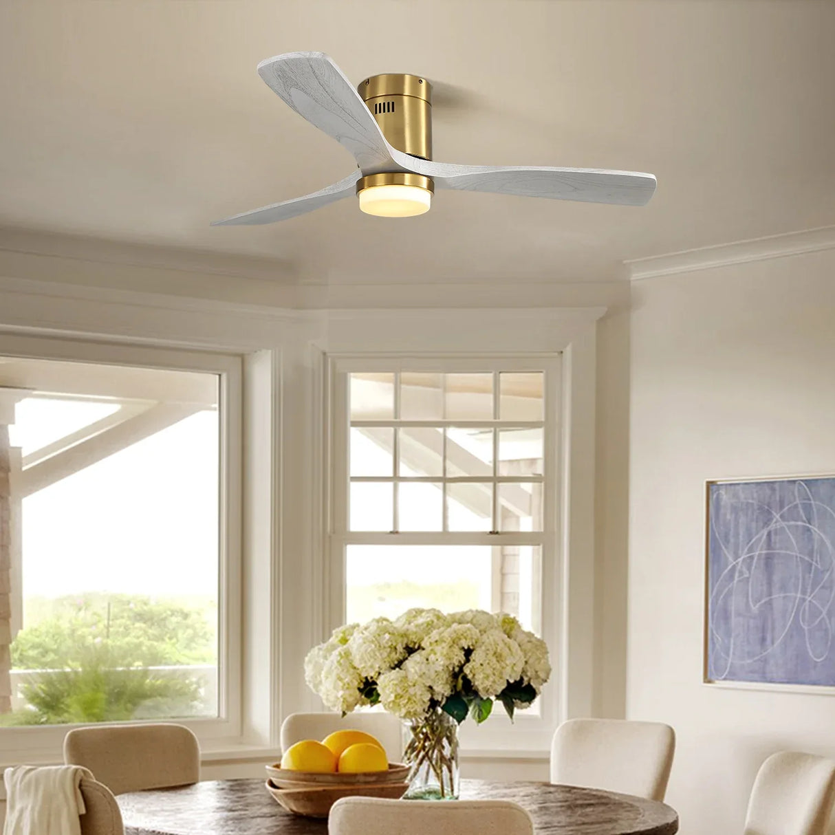 52-Inch Remote-Controlled LED Solid Wood Ceiling Fan - Omega Lifestyles