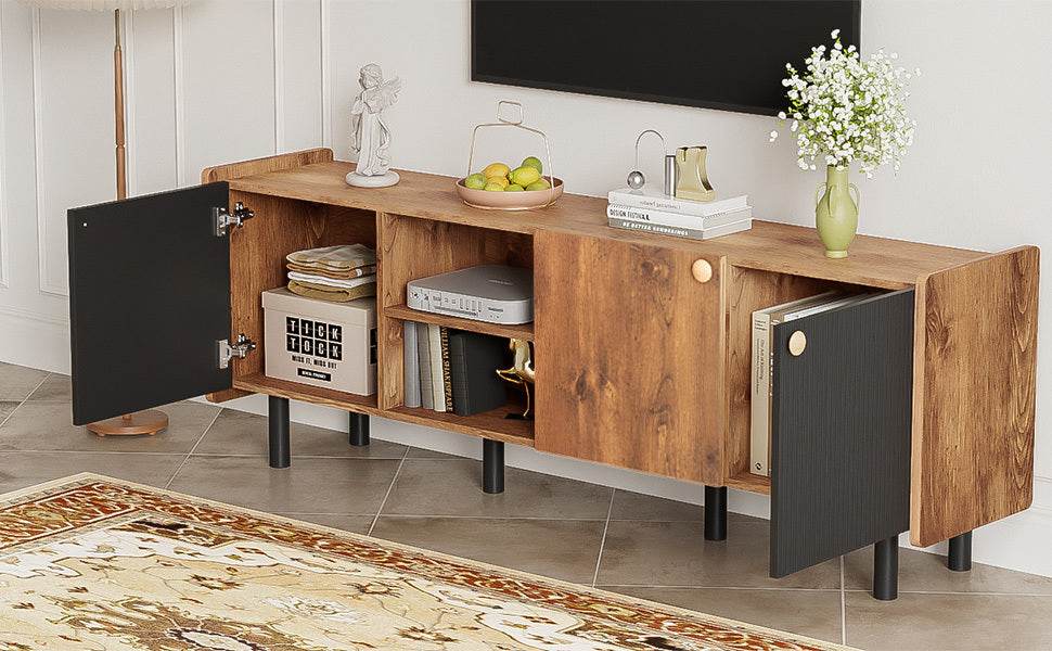 Mid Century Modern TV Stand With Storage Cabinets - Sleep Galleria