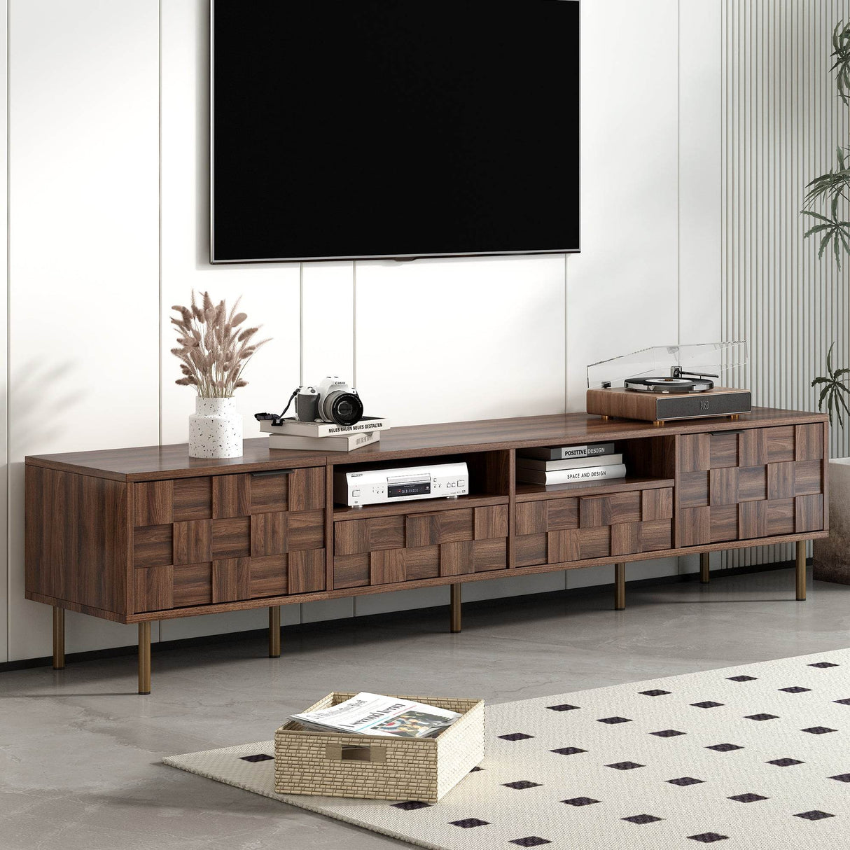 Mid Century Modern TV Stand With Storage Drawers - Sleep Galleria