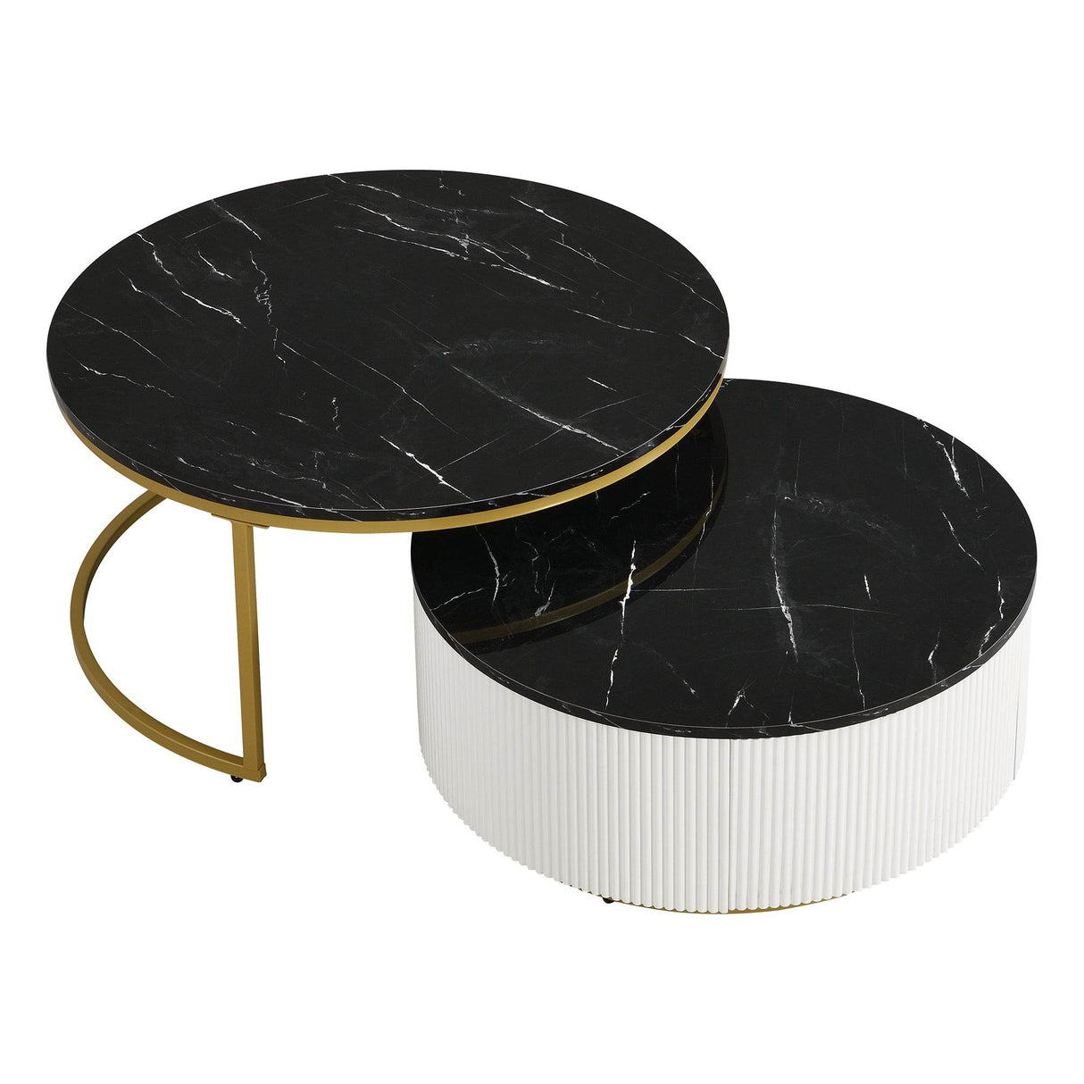 Modern Round Nesting Coffee Table With Drawer - Sleep Galleria