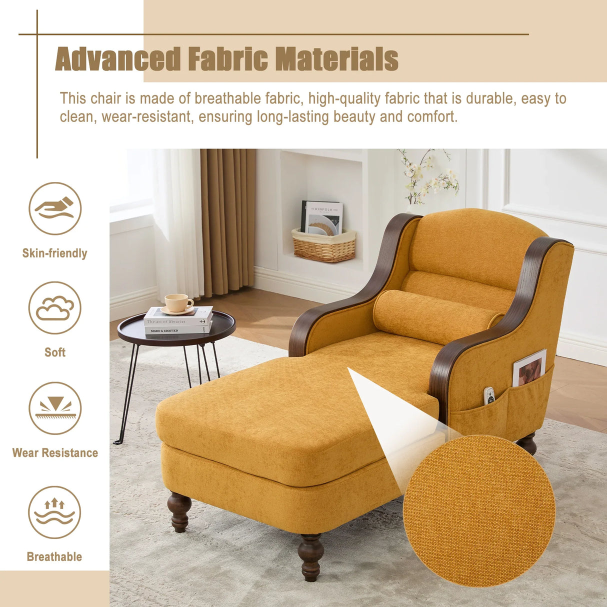 Chenille Upholstered Oversized Chaise Lounge Recliner Chair - Omega Lifestyles