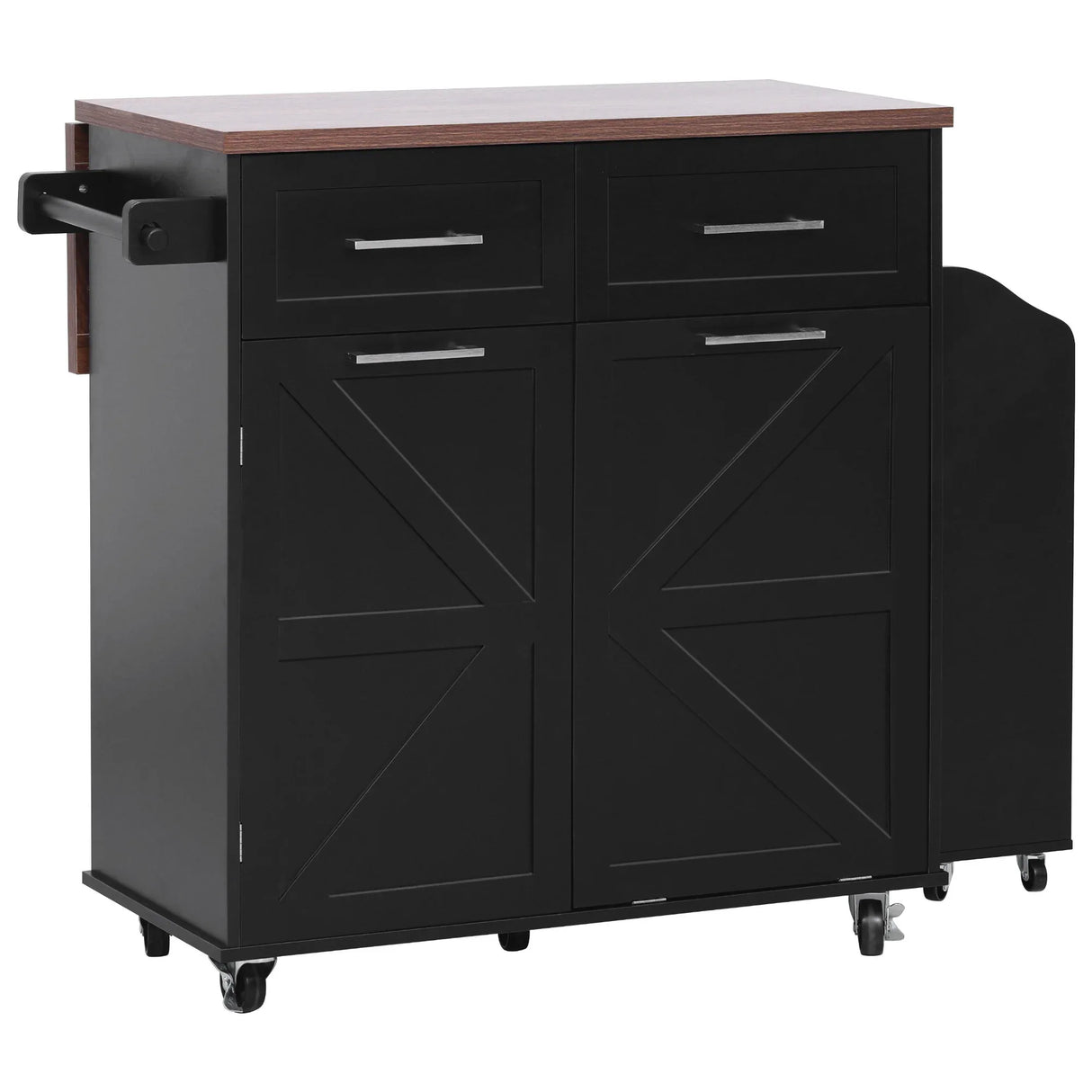 Farmhouse MDF Kitchen Island With Drop Leaf And Storage - Omega Lifestyles