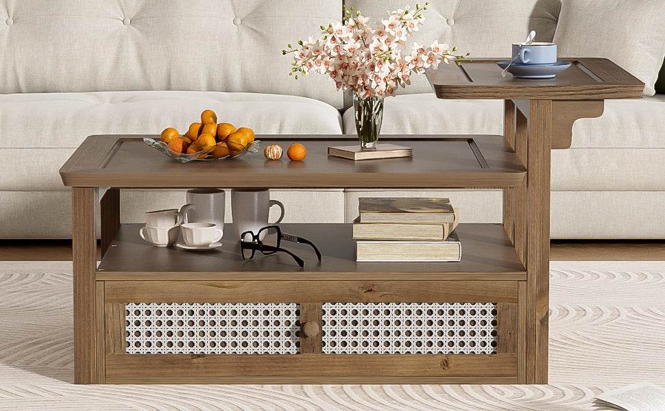 Modern Dark Brown MDF Coffee Table With Storage Drawer - Sleep Galleria