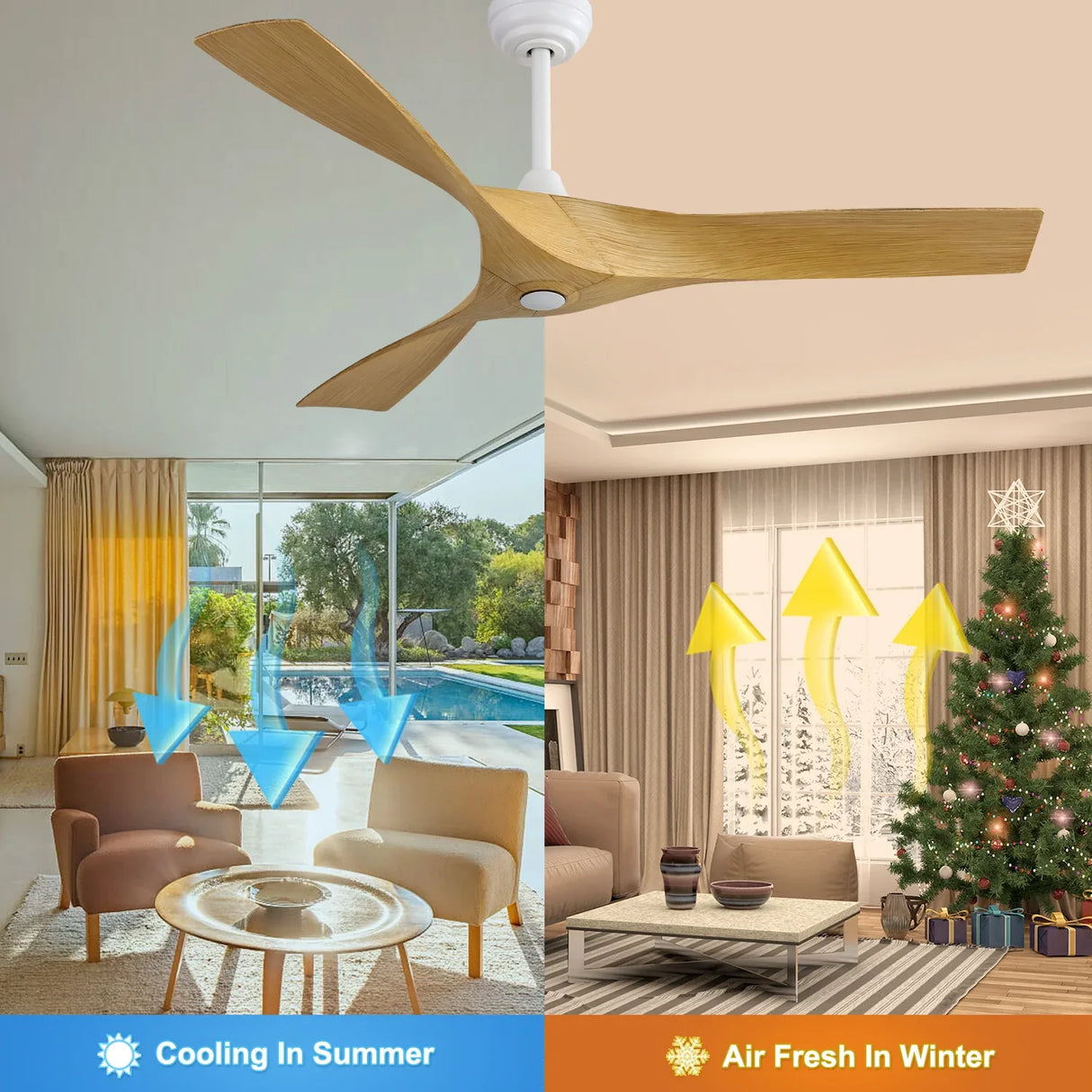 52-Inch Reversible ABS Blade Remote Control Ceiling Fan - Omega Lifestyles