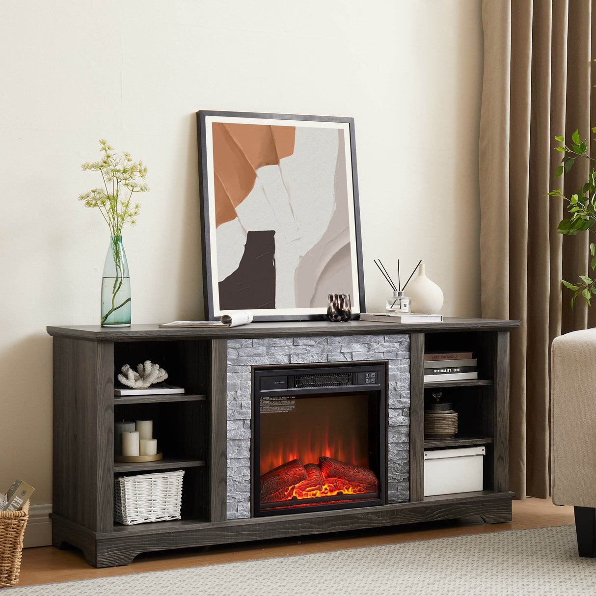 Electric Fireplace TV Media Stand With Storage - Sleep Galleria