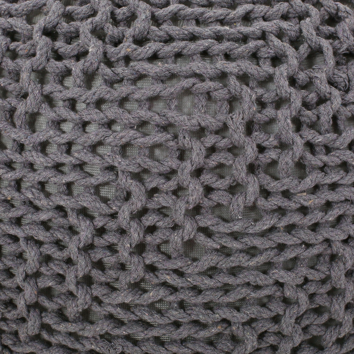 Modern Handmade Knit Cotton Round Pouf 20-Inch - Omega Lifestyles