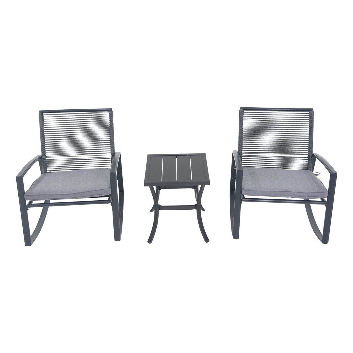 2-Person Outdoor Patio Metal Rocking Bistro Set