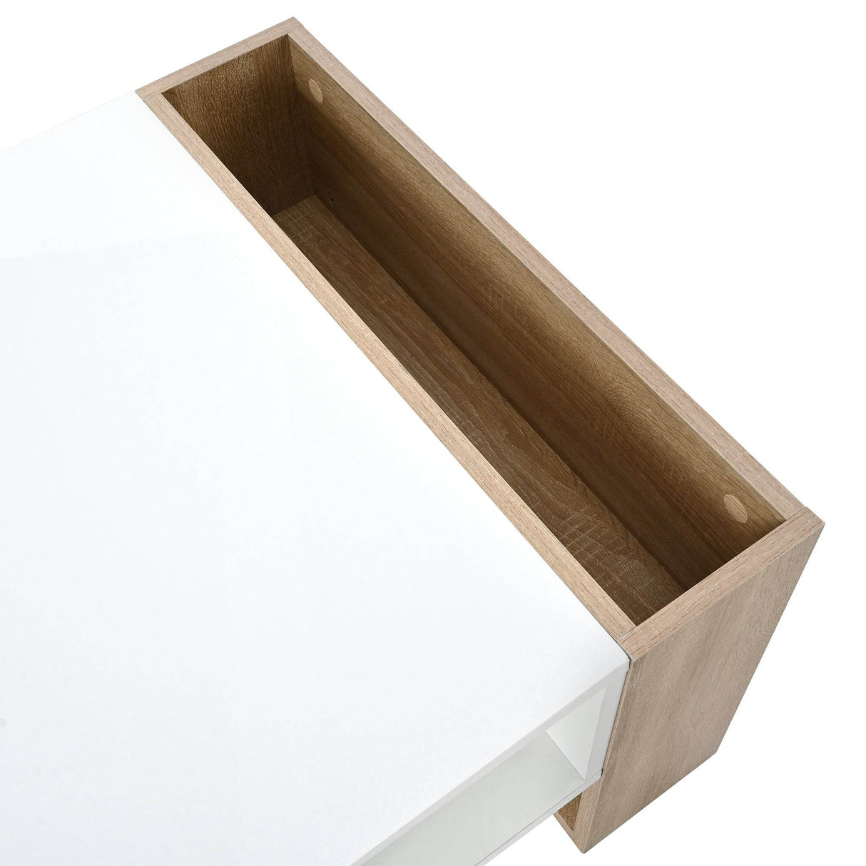 High Glossy White Coffee Table With Drawers - Sleep Galleria