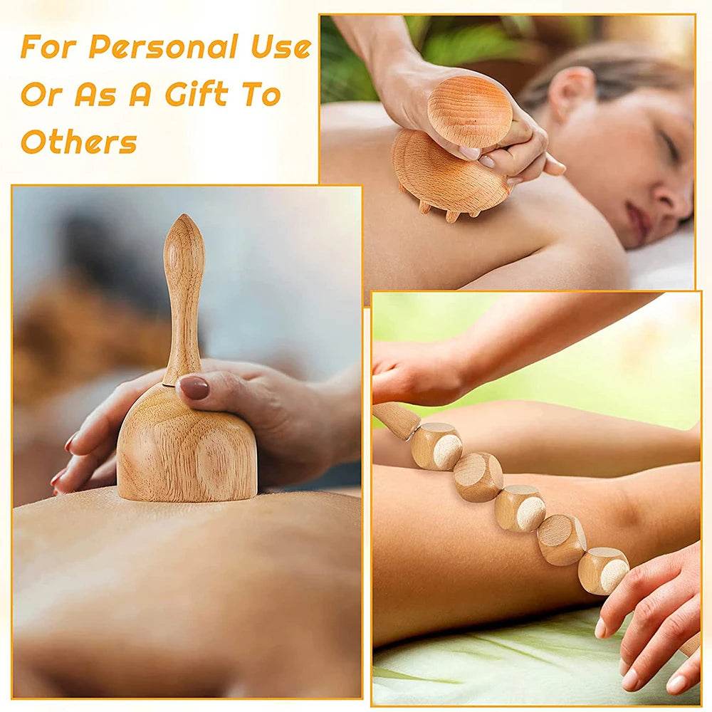 6-Piece Wooden Therapy Massage Tool Set - Sleep Galleria