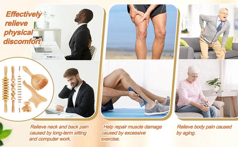 6-Piece Wooden Therapy Massage Tool Set - Sleep Galleria