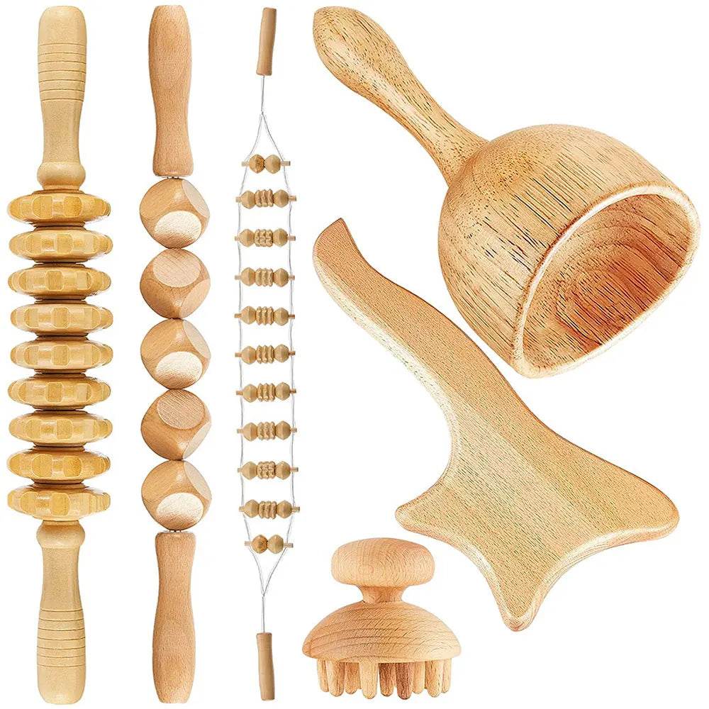 6-Piece Wooden Therapy Massage Tool Set - Sleep Galleria