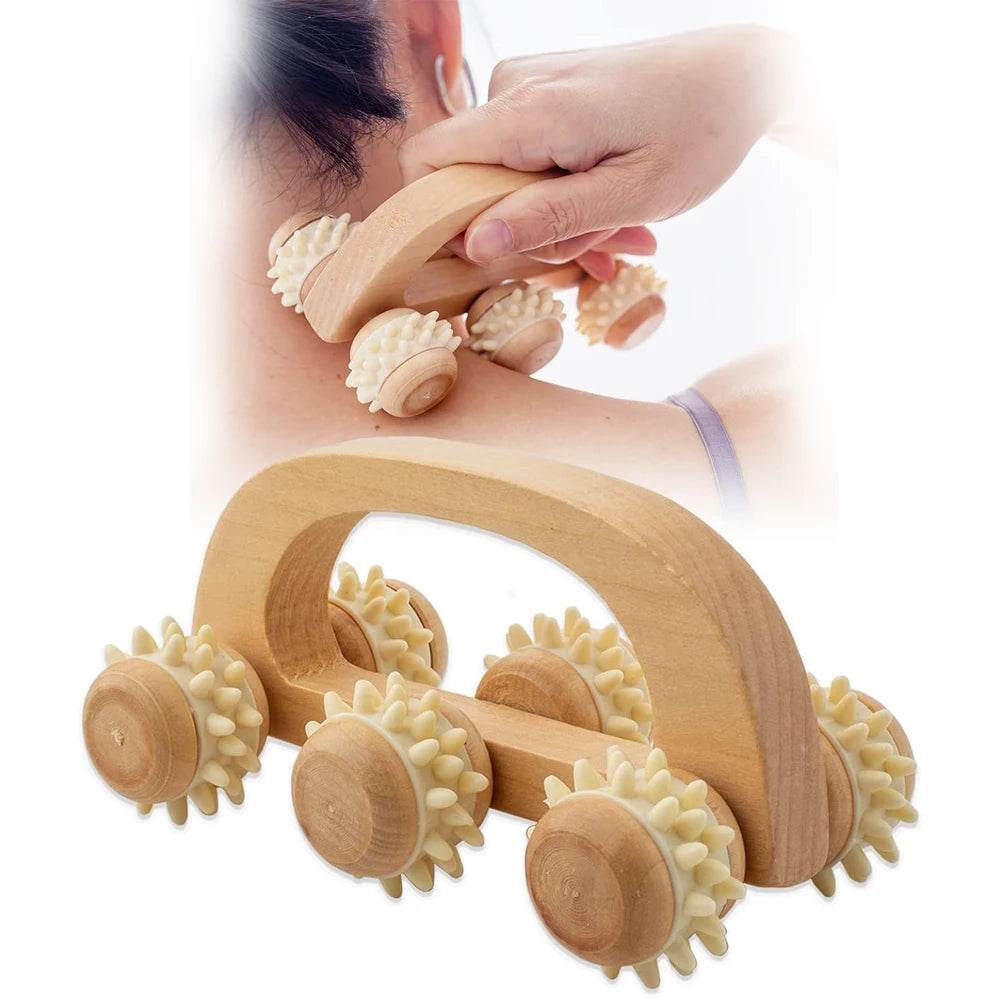 Wooden Handheld Massage Roller For Deep Tissue Relief - Sleep Galleria