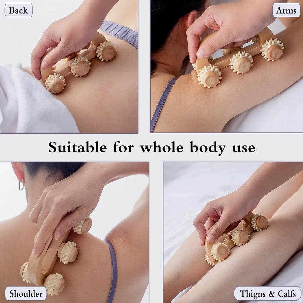 Wooden Handheld Massage Roller For Deep Tissue Relief - Sleep Galleria