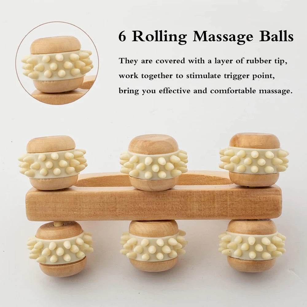 Wooden Handheld Massage Roller For Deep Tissue Relief - Sleep Galleria