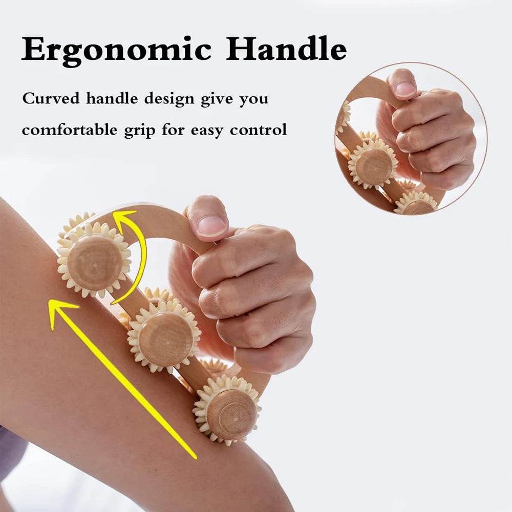 Wooden Handheld Massage Roller For Deep Tissue Relief - Sleep Galleria