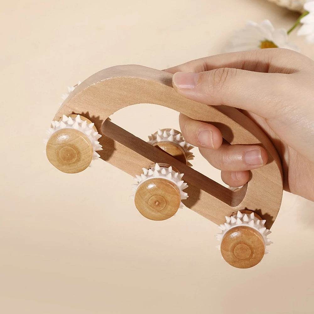 Wooden Handheld Massage Roller For Deep Tissue Relief - Sleep Galleria