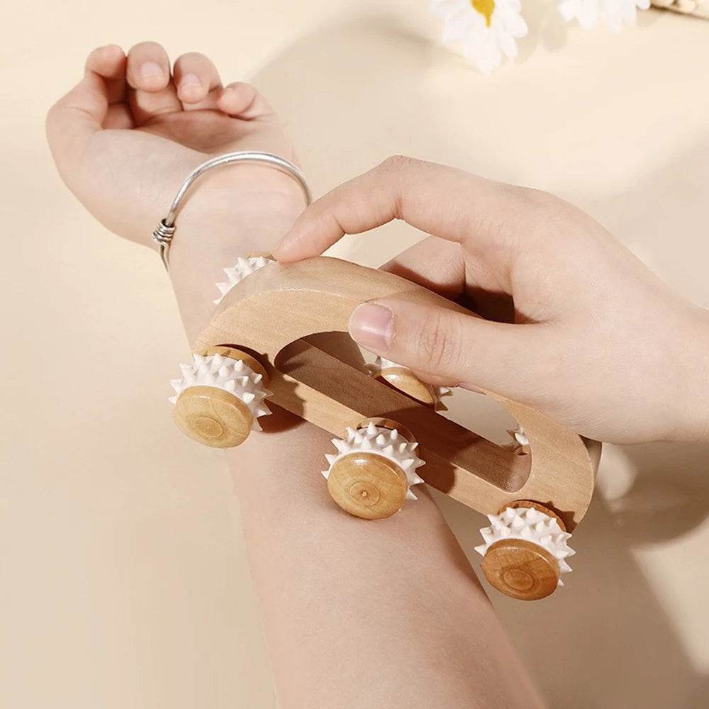 Wooden Handheld Massage Roller For Deep Tissue Relief - Sleep Galleria