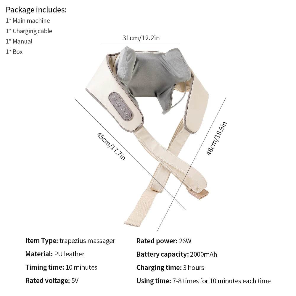 26W Brushless Motor Shoulder And Neck Massager Shawl - Sleep Galleria