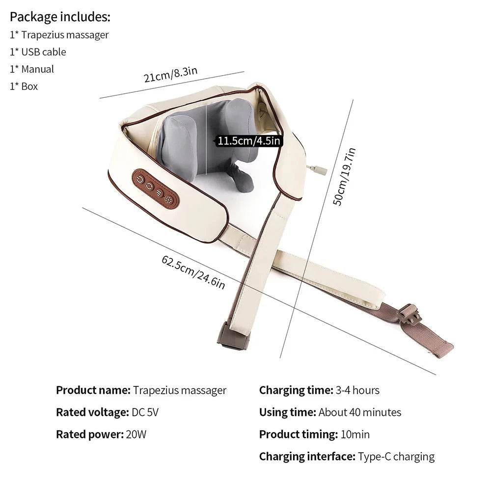 26W Brushless Motor Shoulder And Neck Massager Shawl - Sleep Galleria