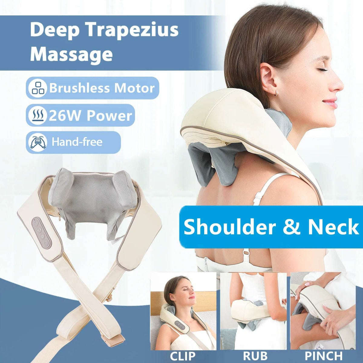 26W Brushless Motor Shoulder And Neck Massager Shawl - Sleep Galleria