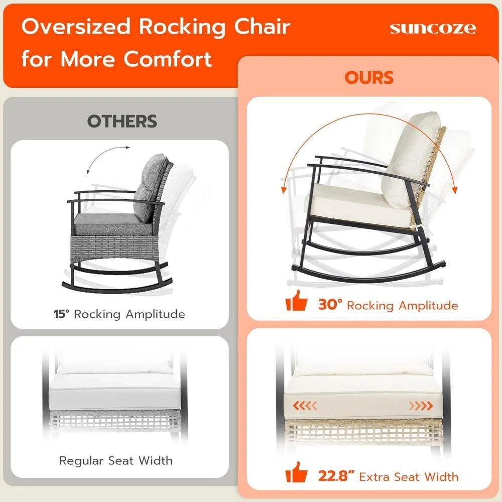 3-Piece Modern Outdoor Rocking Patio Furniture Set - Omega Lifestyles