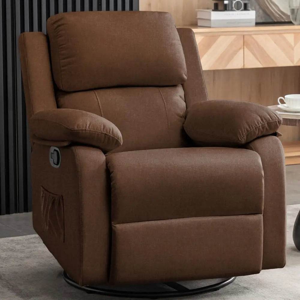 360 Degree Swivel Small Rocking Upholstered Recliner Chair - Omega Lifestyles