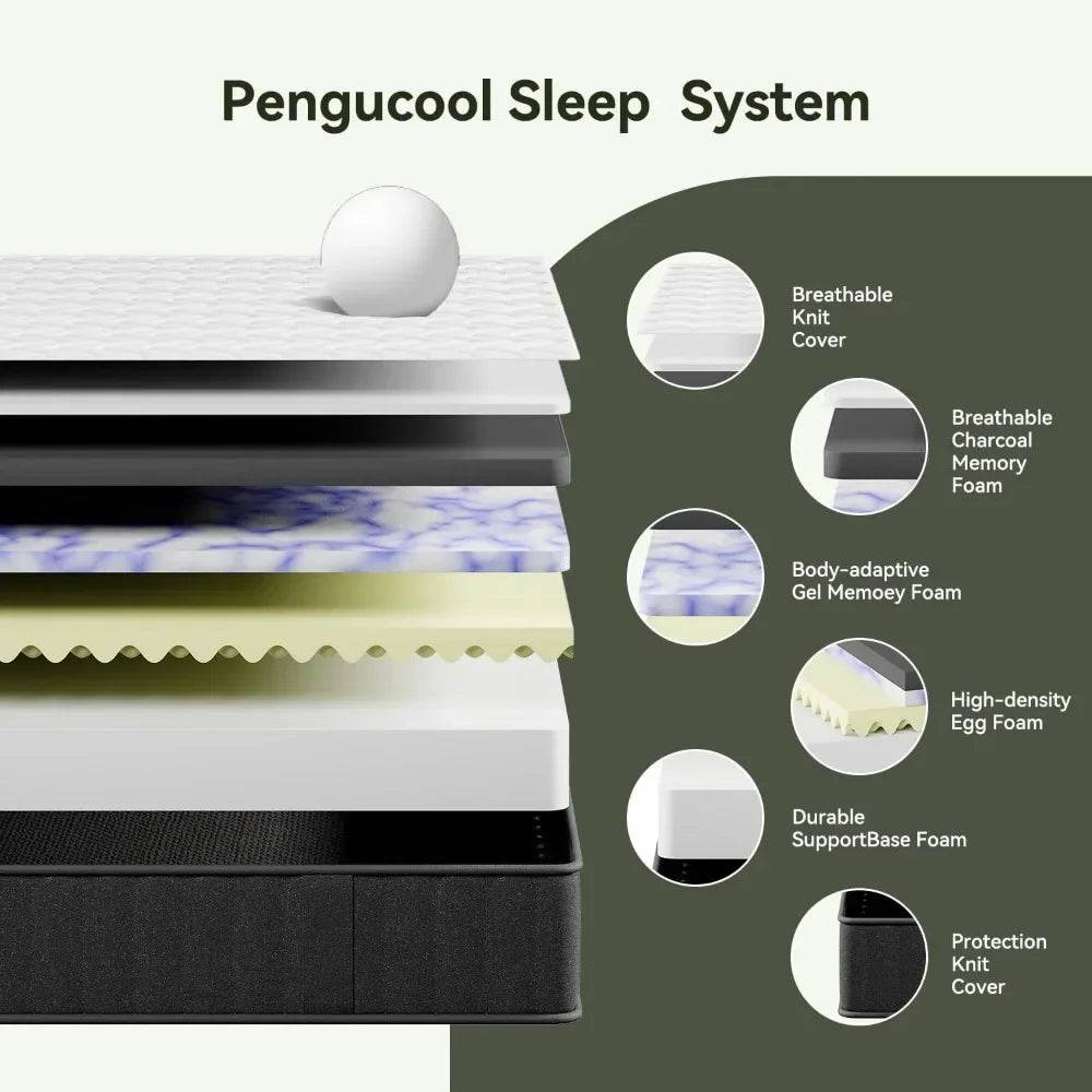 Medium 10-Inch Cooling Charcoal Memory Foam Mattress - Omega Lifestyles