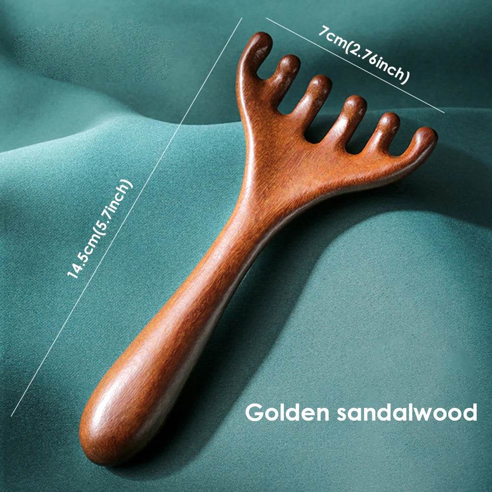 Natural Sandalwood Six-Claw Meridian Massage Comb - Sleep Galleria
