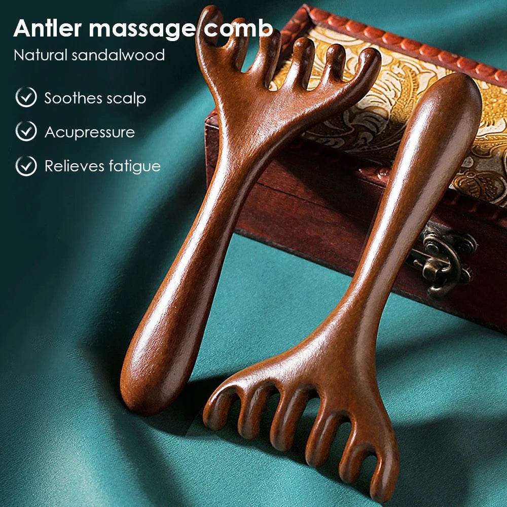 Natural Sandalwood Six-Claw Meridian Massage Comb - Sleep Galleria