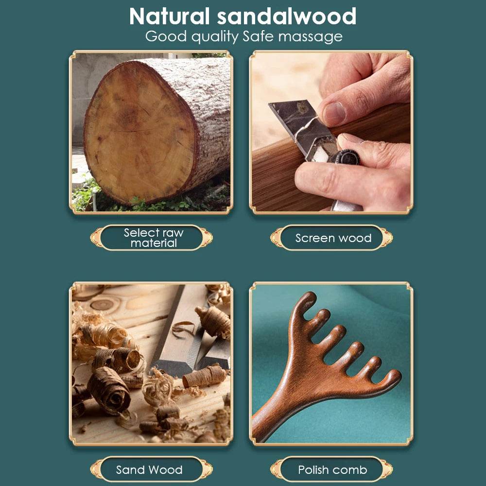 Natural Sandalwood Six-Claw Meridian Massage Comb - Sleep Galleria