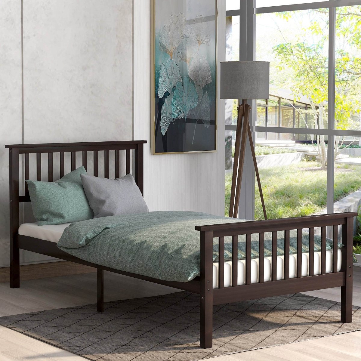Twin Solid Wood Platform Bed Frame With Headboard And Footboard - Harper&Bright Designs - Omega Lifestyles