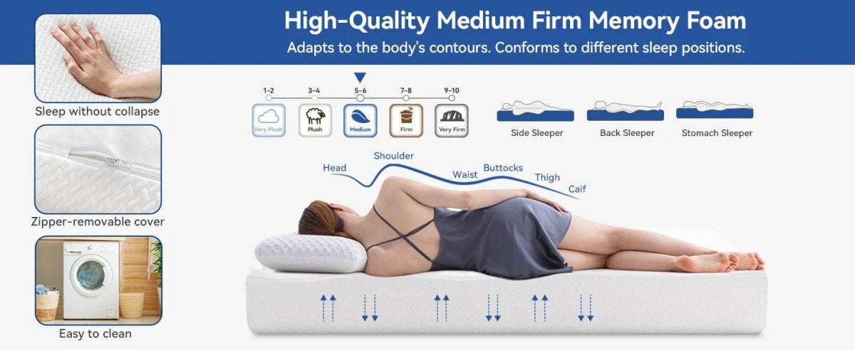 Medium 10-Inch Cooling Gel Green Tea Memory Foam Mattress - Sleep Galleria