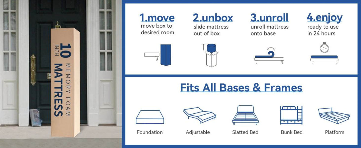 Medium 10-Inch Cooling Gel Green Tea Memory Foam Mattress - Sleep Galleria