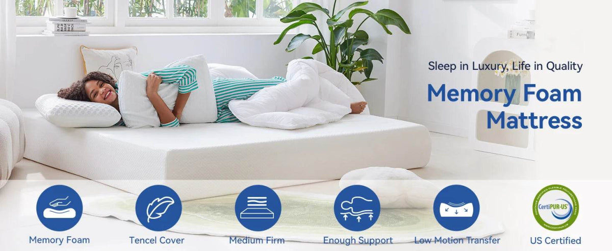 Medium 10-Inch Cooling Gel Green Tea Memory Foam Mattress - Sleep Galleria