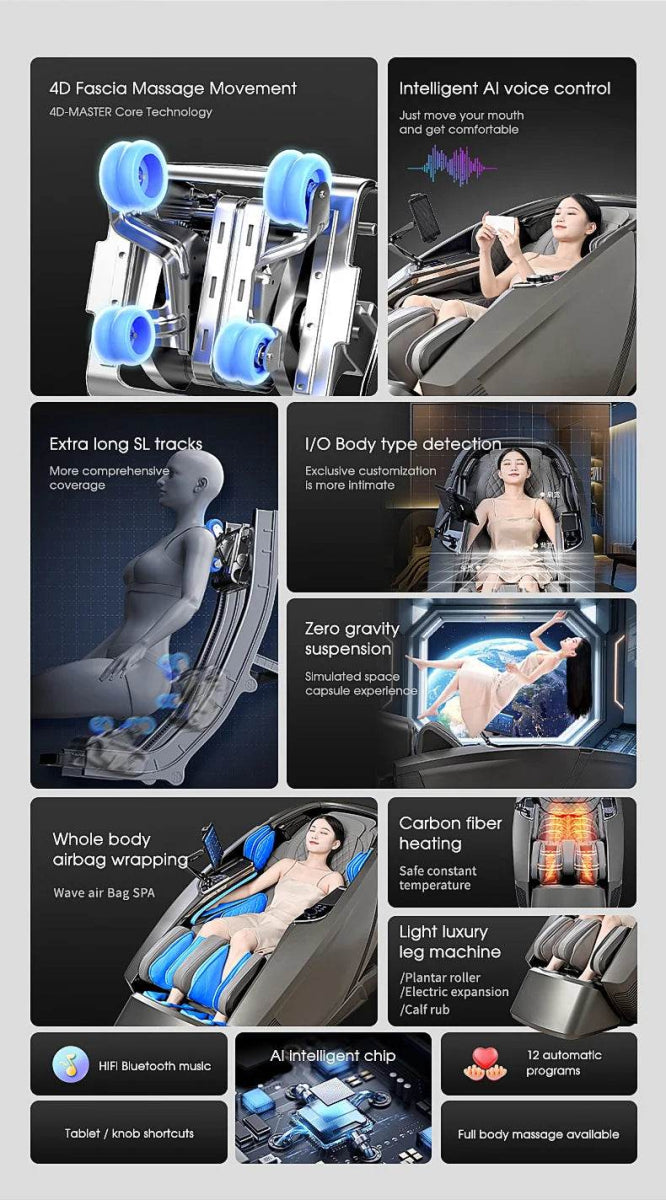 4D AI Voice Body Detection Zero Gravity Massage Chair - Omega Lifestyles