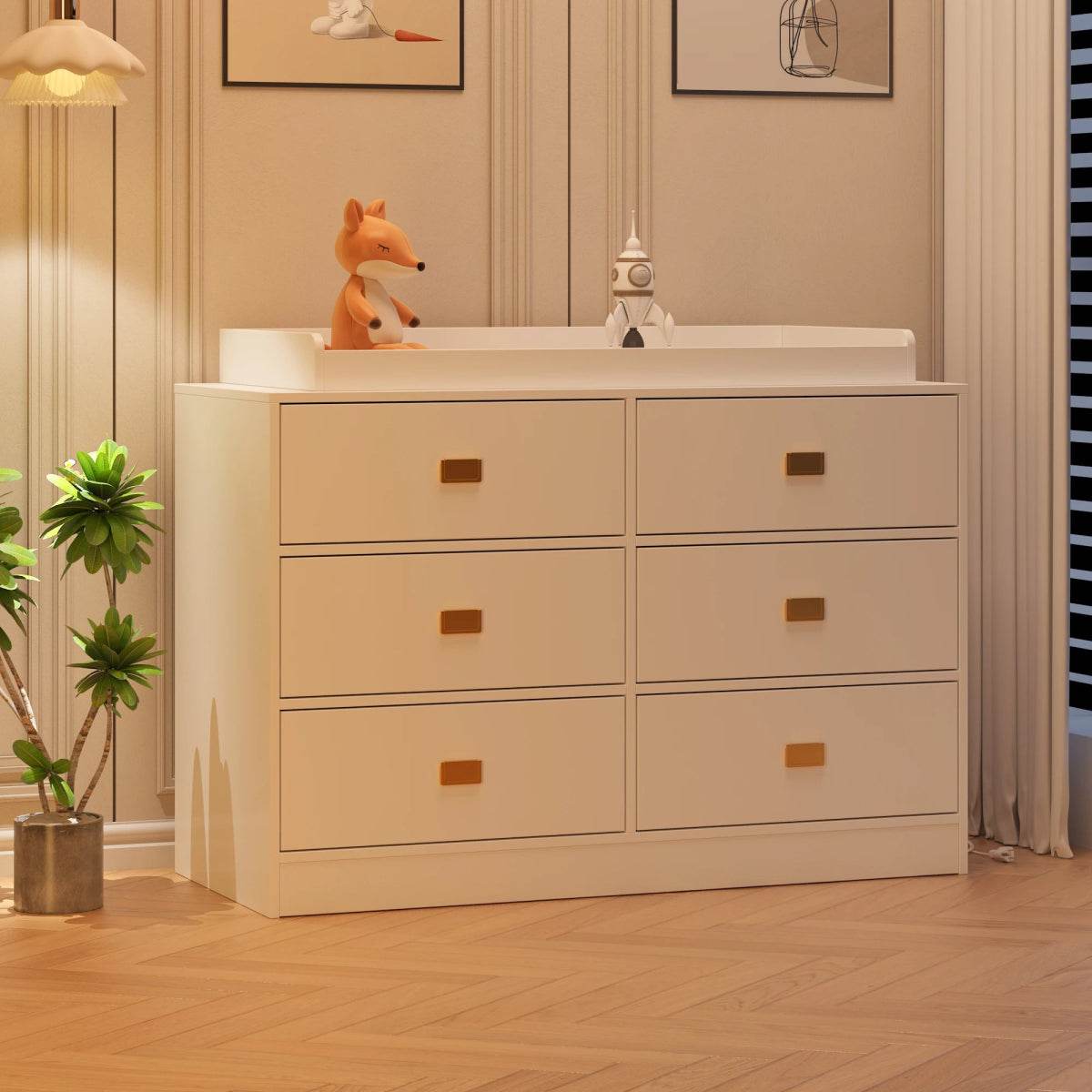 Changing Table Dresser With 6 Drawers And Removable Top - Omega Lifestyles