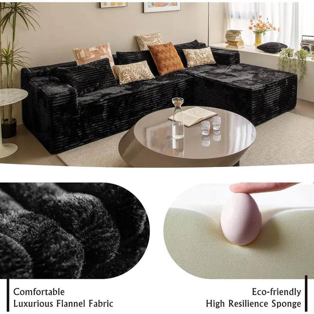 104-Inch Modular Corduroy Sectional Sofa With Chaise - Omega Lifestyles