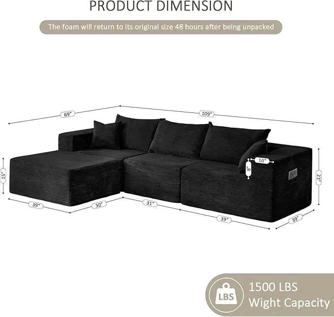Modular Cloud Sectional Sofa With Removable Cover - Omega Lifestyles