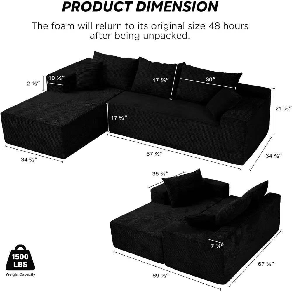 Modular Cloud Sectional Sofa With Removable Cover - Omega Lifestyles