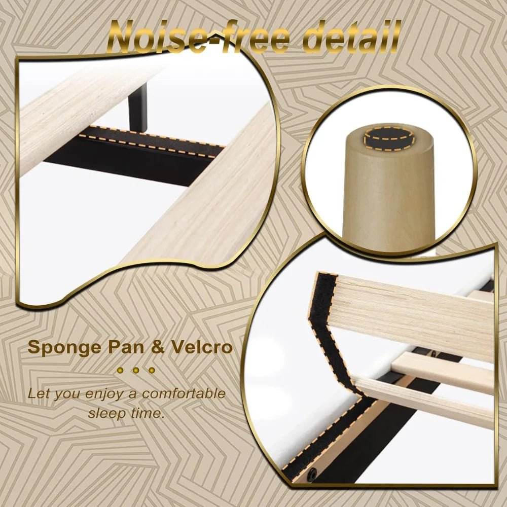 Velvet Upholstered Queen Platform Bed Frame With Headboard - Omega Lifestyles