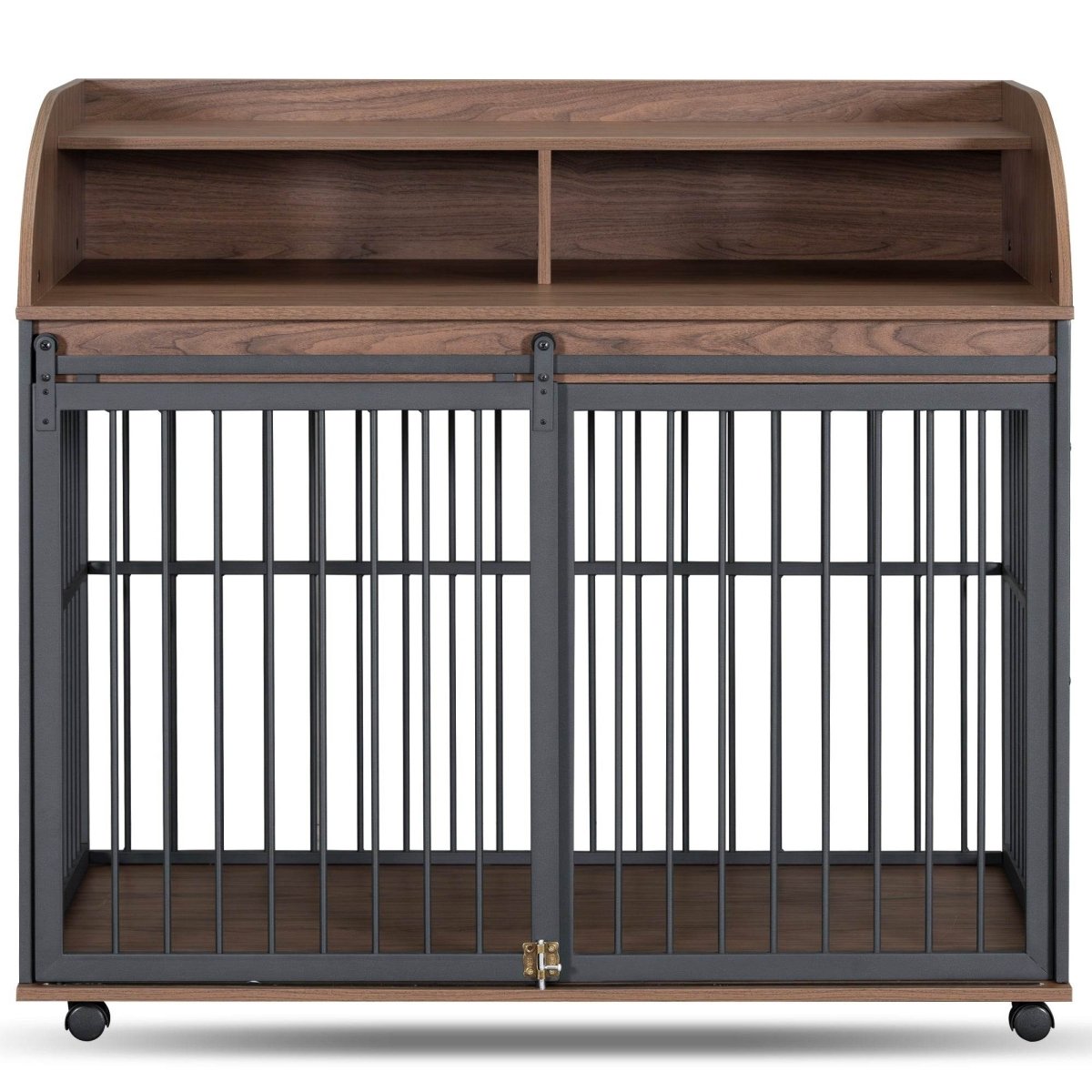 Furniture-Style Brown Engineered Wood Dog Crate With Wheels - Sleep Galleria