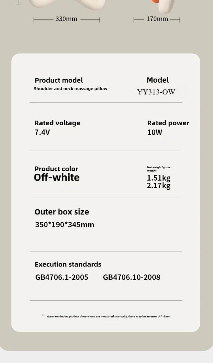 Rechargeable Shiatsu Electric Neck And Shoulder Massage Pillow - Sleep Galleria