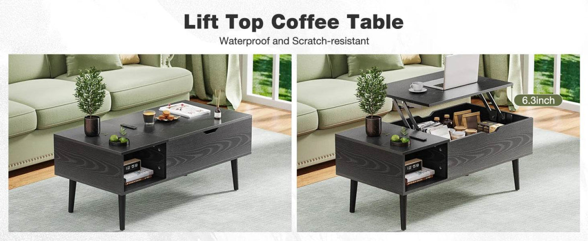 Adjustable Lift Top Living Room Coffee Table With Storage - Omega Lifestyles