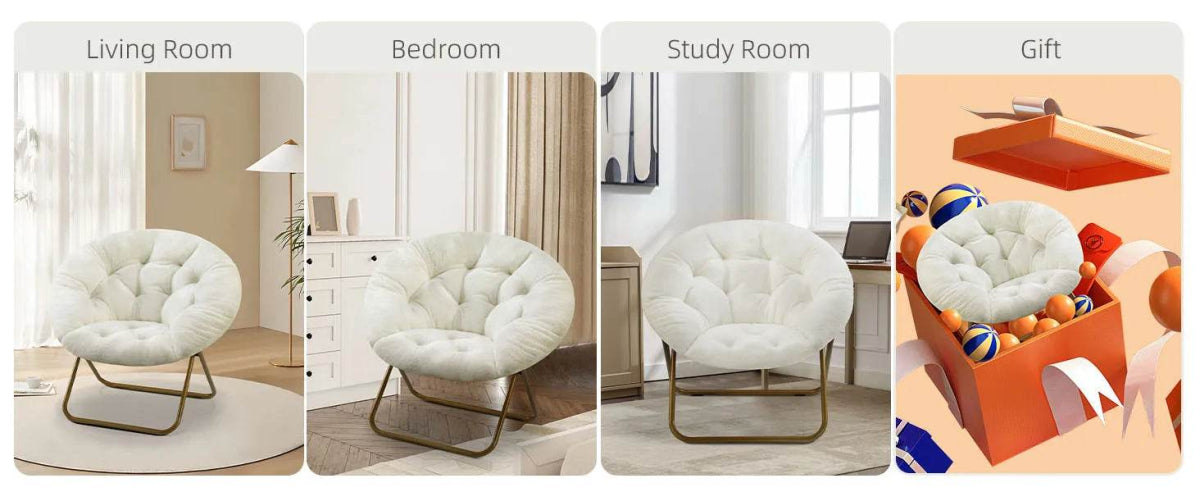 Cozy Foldable Saucer Living Room Fabric Chair - Omega Lifestyles