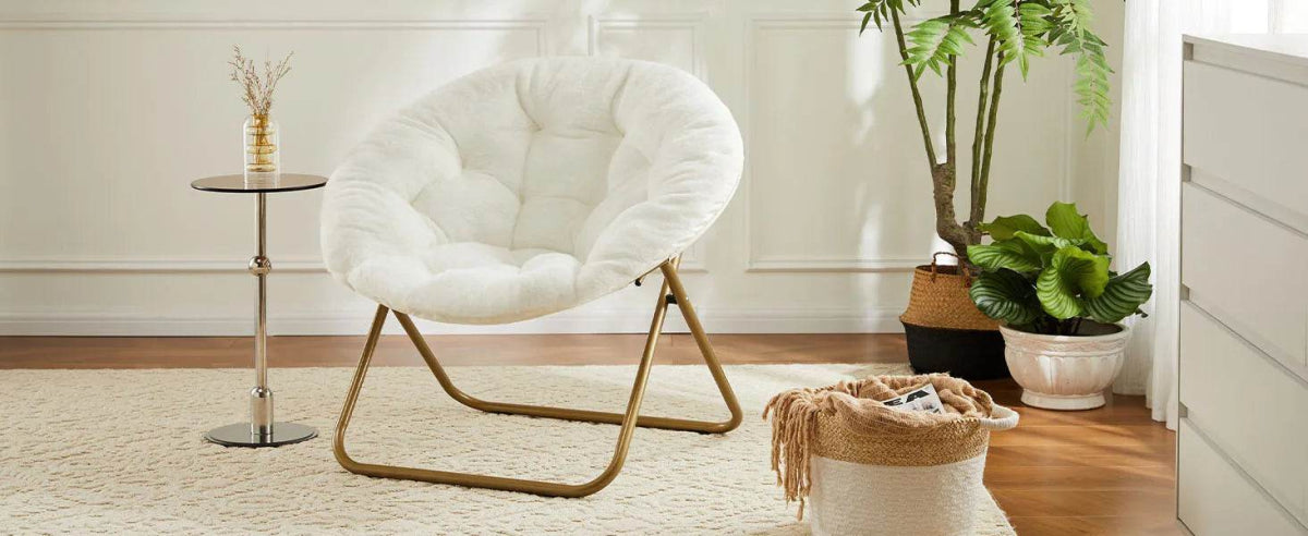 Cozy Foldable Saucer Living Room Fabric Chair - Omega Lifestyles