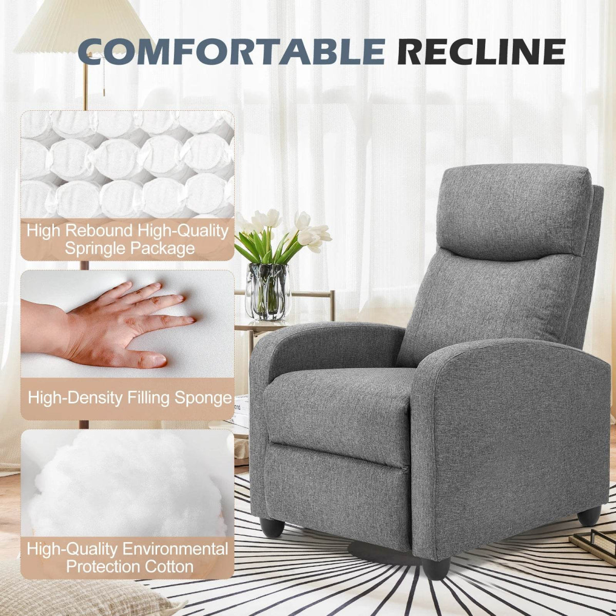 Fabric Upholstered Adjustable Massage Recliner Chair - Omega Lifestyles