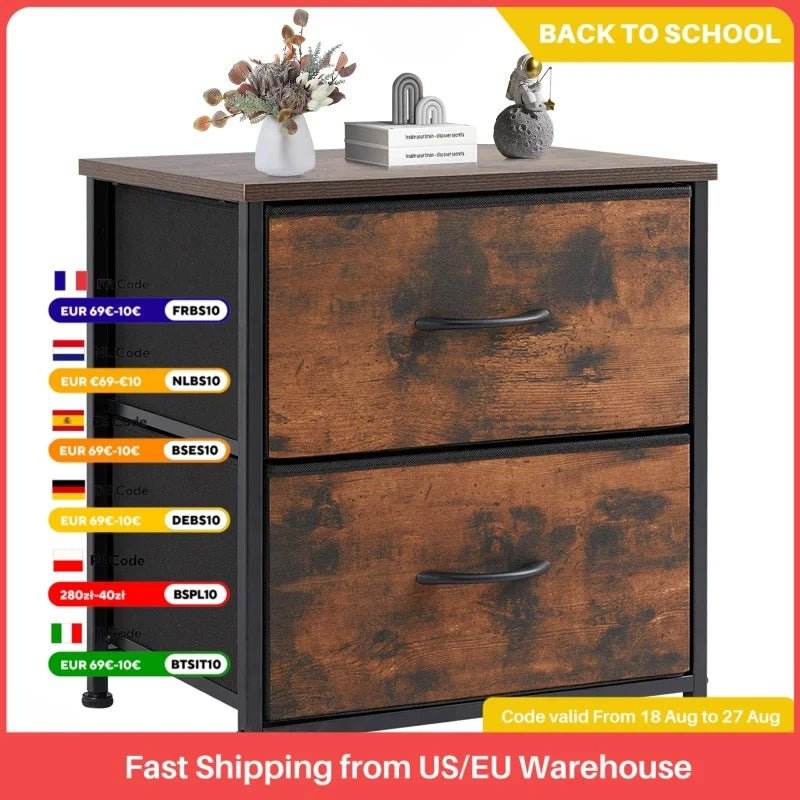 Minimalist Modern Multipurpose Nightstand With Fabric Drawers - Omega Lifestyles