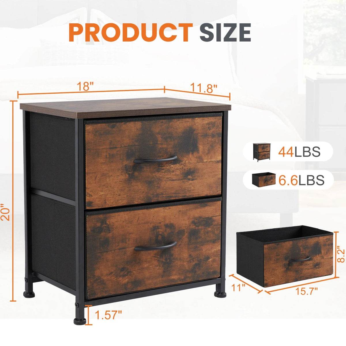 Minimalist Modern Multipurpose Nightstand With Fabric Drawers - Omega Lifestyles